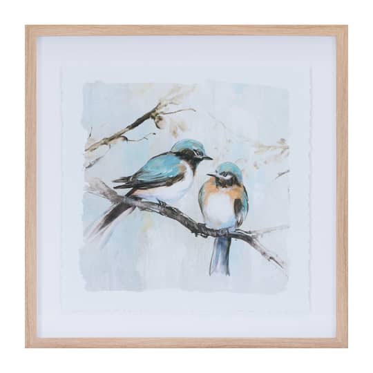 21" x 21" Framed Bird Couple Wall Print Set